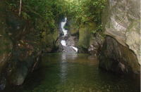 Uma das muitas cascatas encontradas ao longo do riacho. 