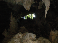 O belo e curioso portal da caverna, visto de dentro pra fora