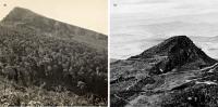 Figura 1 – a) Pico do Cauê em 1910; b) pico do Cauê nos primeiros anos de extração do minério entre 1942 e 1945 (Fotos compiladas do livro Vale: Nossa História, 2012).