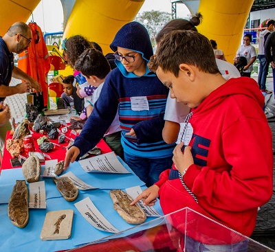  Estudantes interagem com fósseis de peixes na Caravana da Ciência  